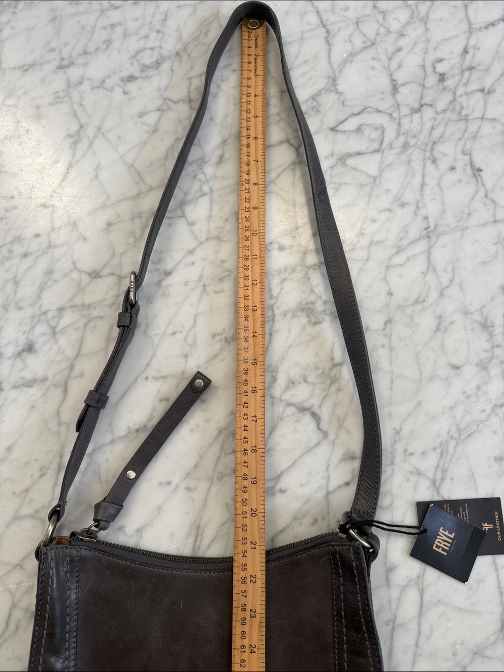 NWT Frye Womens Melissa Carbon Leather Zip-Top Crossbody Bag X1015 - Picture 7 of 14